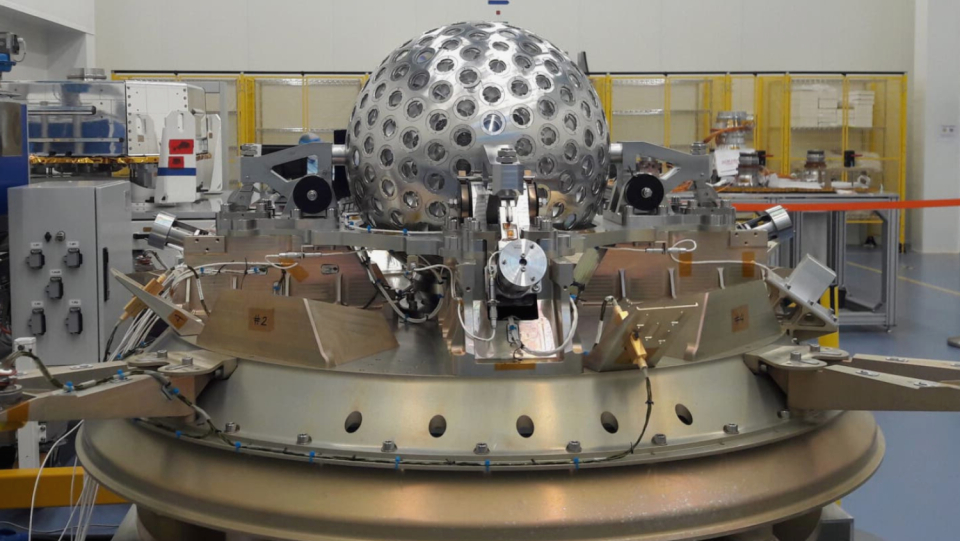 In orbit is the Lares-2 satellite.
According to Albert Einstein's general theory of relativity, the earth's gravity distorts space, making measurements ten times more accurate than ever before.
