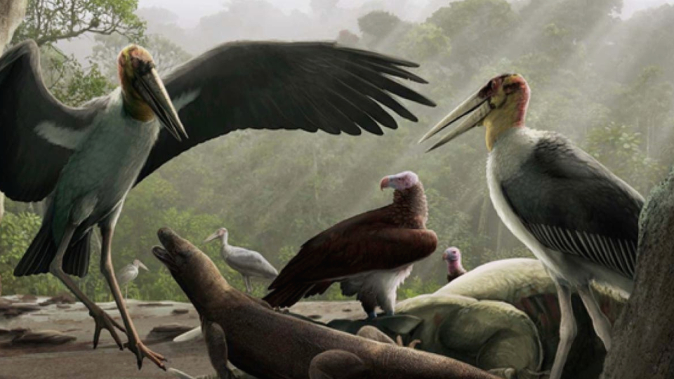 Ten thousands of years ago, a small human species lived on the island of Flores - and gigantic storks.
 New finds show that the giants could also fly.