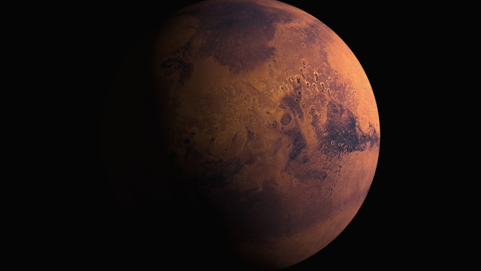 December is all about the red planet: Mars reaches his opposition and is even covered by the full moon on the opposition day.
 At the end of the month, Merkur shows tentatively in the evening sky.