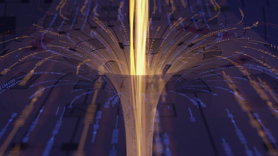 Theoretical models try to unite the two great physical natural theories.
 They link structures in space -time with quantum mechanically entangled particles.
 Such a connection was simulated with a quantum computer, but massively simplified.
