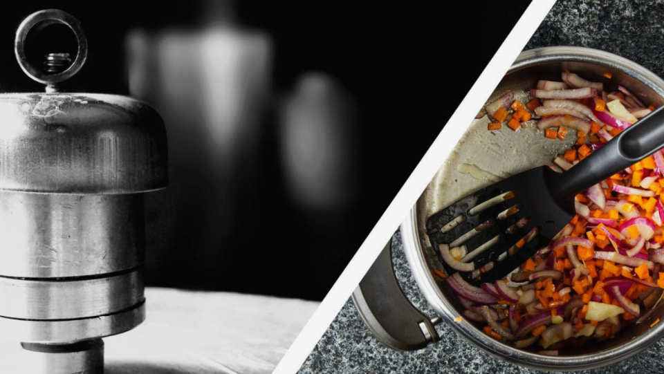 Is outdated but still a fantastic kitchen tool: the steam pressure pot.
Why is that?
because you can quickly and gently prepare vegetables, meat, and fish.
Experiments in food are specifically permitted!